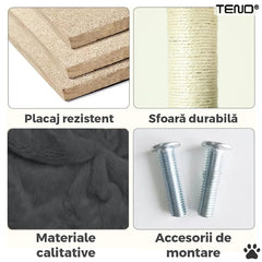 Ansamblu de Joacă pentru Pisici cu 4 Niveluri și Hamac — Distracție și Relaxare! 🐾🎉