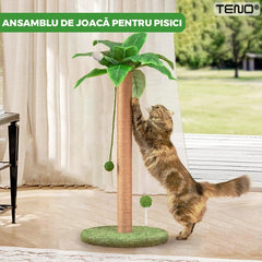 Ansamblu de Joacă pentru Pisici Palmier Verde — Distracție Premium 🐾🌴