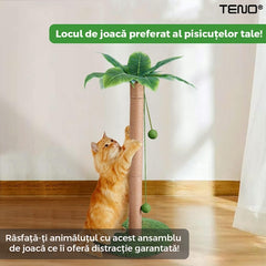 Ansamblu de Joacă pentru Pisici Palmier Verde — Distracție Premium 🐾🌴