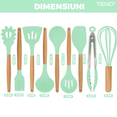 Set Ustensile de Bucătărie din Silicon 12 Piese — Gătește cu Stil! 🍳✨