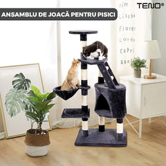Ansamblu de Joacă pentru Pisici cu Turn și Platformă Observare — Distracție nelimitată! 🐾✨