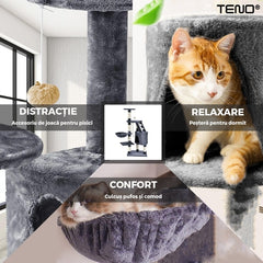 Ansamblu de Joacă pentru Pisici cu Turn și Platformă Observare — Distracție nelimitată! 🐾✨