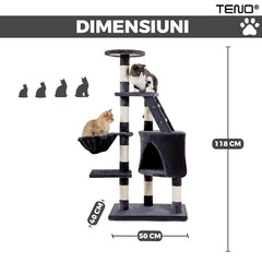 Ansamblu de Joacă pentru Pisici cu Turn și Platformă Observare — Distracție nelimitată! 🐾✨
