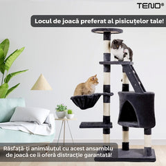 Ansamblu de Joacă pentru Pisici cu Turn și Platformă Observare — Distracție nelimitată! 🐾✨
