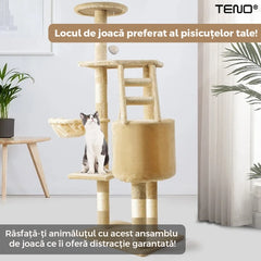 Ansamblu de Joacă pentru Pisici Tip Turn cu Platformă de Observație — Distracție Garantată! 🐾🐱