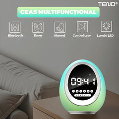 Ceas Inteligent Multifuncțional Oval Bluetooth — Alarma și Radio cu RGB 🎶⌚