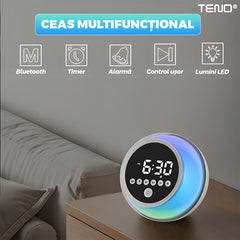 Ceas deșteptător Multifuncțional cu Bluetooth și RGB - Trezire Relaxantă 🌈⏰