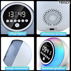 Ceas deșteptător Multifuncțional cu Bluetooth și RGB - Trezire Relaxantă 🌈⏰