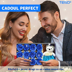 Ursuleț cu Trandafiri din Săpun Albastru Regal — Mesaj Special I LOVE YOU 💖🌹