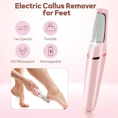 Pila electrica Macvi® pentru calcaie cu acumulator USB aparat indepartare piele ingrosata cu rola dura si rola fina pentru picioare catifelate