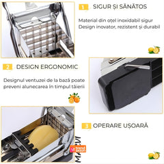 Aparat de Feliat Cartofi și Legume din Inox - Tăiere Rapidă și Preciză 🍟🥕