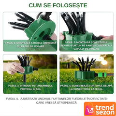 Aspersor Grădină Multifuncțional 360° cu 12 Tuburi Flexibile — Udare Eficientă 💧🌿
