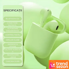 Căști Wireless Bluetooth 5.0 cu Control Tactil — Sunet HiFi Verde 🌿🎶