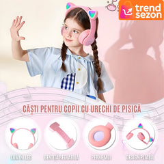 Căști Wireless Urechi Pisică Bluetooth 5.0 — Muzică Fără Griji 🎧💖