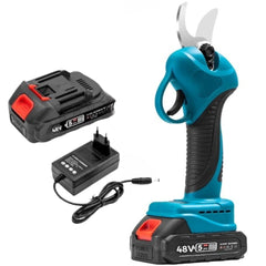 Foarfeca Electrică 48V cu 2 Baterii și Lame din Oțel Carbon — Tăiere Rapidă și Precisă ✂️🌱