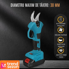 Foarfeca Electrică 48V cu 2 Baterii și Lame din Oțel Carbon — Tăiere Rapidă și Precisă ✂️🌱