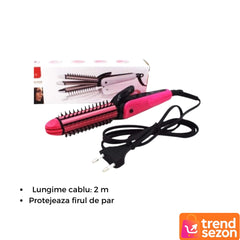 Placă de Îndreptat Păr 3 în 1 cu Ceramica — Coafuri Fabuloase în Culoare Roz 🌸✨