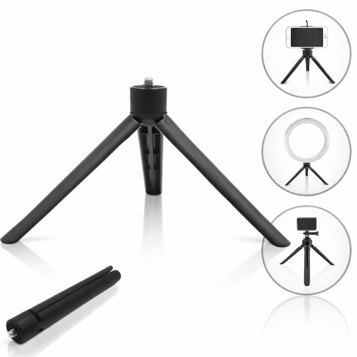 Trepied Compact cu Lampi Circulare pentru Telefon și Cameră — Ideal pentru Autenticitate 🎥✨