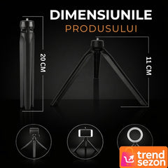 Trepied Compact cu Lampi Circulare pentru Telefon și Cameră — Ideal pentru Autenticitate 🎥✨