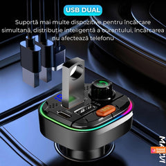 Modulator FM Bluetooth 5.0 cu Incarcare Rapidă QC 3.0 — Experiență Muzicală Premium 🎶🚗