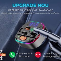 Modulator FM Bluetooth 5.0 cu Incarcare Rapidă QC 3.0 — Experiență Muzicală Premium 🎶🚗