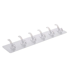 Suport pentru Perete cu 6 Cărige Adeciv Transparent — Organizare Eficientă 🧹✨
