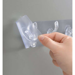 Suport pentru Perete cu 6 Cărige Adeciv Transparent — Organizare Eficientă 🧹✨
