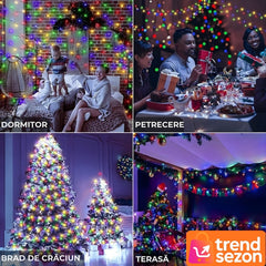 Instalație Luminoasă cu 100 LED-uri Multicolore, 10 metri — Magie de Crăciun 🌟🎄