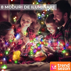 Instalație Luminoasă cu 100 LED-uri Multicolore, 10 metri — Magie de Crăciun 🌟🎄