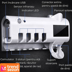 Suport Sterilizator UV pentru Periuțe de Dinti cu Dispenser Integrat — Igienă Perfectă 🦷✨