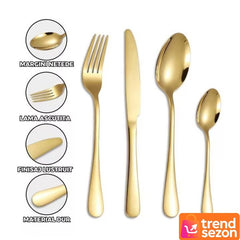 Set 24 Tacamuri Inox cu Finisaj Auriu Luxos — Eleganță la Masa Ta ✨🍽️