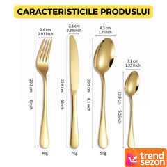 Set 24 Tacamuri Inox cu Finisaj Auriu Luxos — Eleganță la Masa Ta ✨🍽️