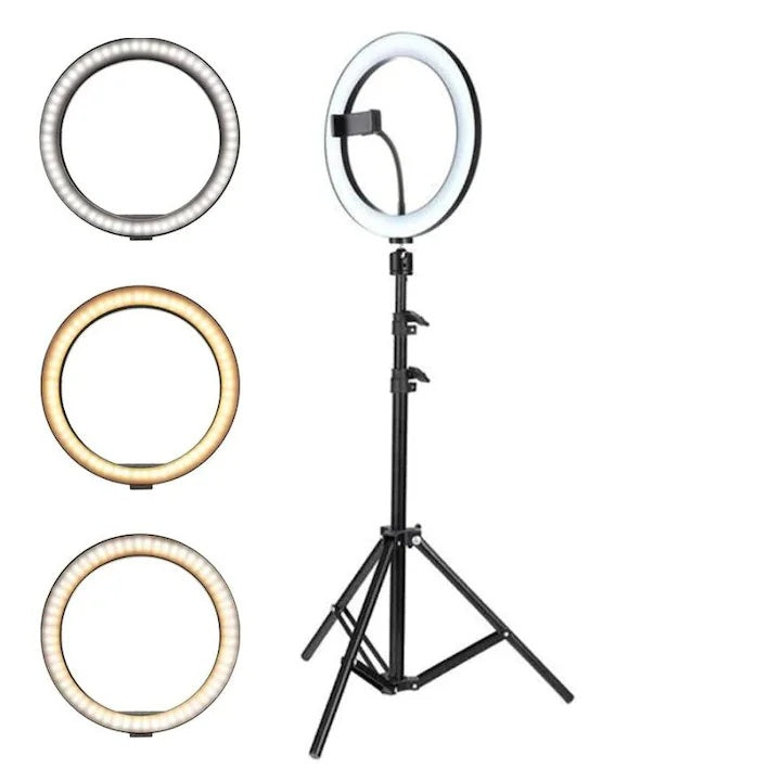 Lampa Circulară LED Profesională 26 cm — Iluminare Perfectă pentru Creatori 🎥💡