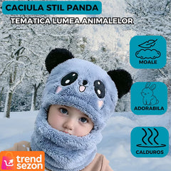 Caciulă Cagula pentru Copii 2 în 1 — Ursuleț Panda Adorabil 🐼💙