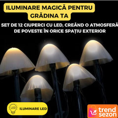 Set 10 Lumini Solare Tip Ciuperci LED — Iluminare Elegantă pentru Grădină 🌼✨