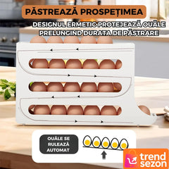 Suport Organizator pentru Oua cu Rulare Automată — Economisește Spațiu în Frigider 🥚✨