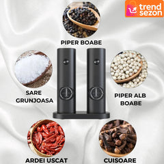 Set 2 Rasnite Electrice Reincarcabile pentru Sare și Piper — Gata de Acțiune! 🌶️✨