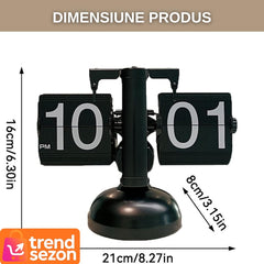 Ceas Flip Retro din Oțel Inoxidabil — Eleganță Vintage pentru Living 🕒🖤