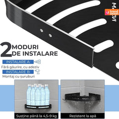 Raft de Duș din Aluminiu Negru — Design Modern și Montaj Rapid 🛁✨