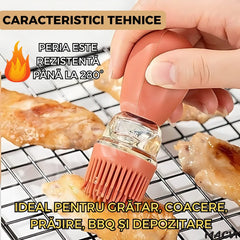 Sticlă pentru Ulei cu Pensulă Silicon — Dozare Precisă și Ușor de Curățat 🍳✨