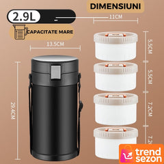 Caserola Termică Inox 304 cu 3 Compartimente — Mâncare Încălcată Oriunde! 🍱✨