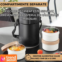 Caserola Termică Inox 304 cu 3 Compartimente — Mâncare Încălcată Oriunde! 🍱✨