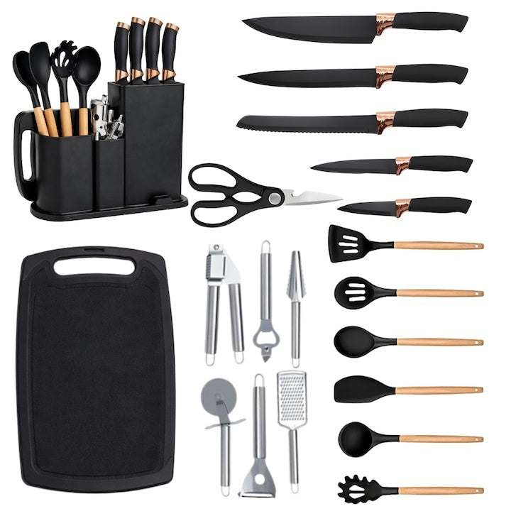 Set 20 Piese Utensile de Bucătărie cu Suport Elegant — Gătește cu Stil! 🍳✨