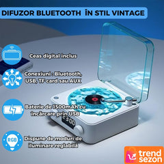Boxă Bluetooth Retro cu Lumini Ambientale și Sunete Relaxante — Atmosferă Perfectă 🎶✨