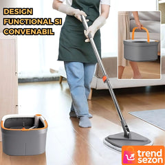 Mop Rotativ cu Galeata și Stoarcere Automată — Curățenie Rapidă! 🧼✨