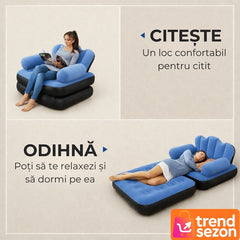 Fotoliu Gonflabil Portabil 2 in 1 cu Design Ergonomic — Relaxare Maximală 🌊🛋️