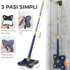 Mop cu Cap Stea 360° Telescopic — Curățare Rapidă și Eficientă! 🧼✨