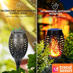 Torcă Solară LED cu Efect Flacără Reală — Ambianță Magică în Grădină ✨🔥