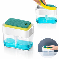 Dispenser Detergent cu Suport pentru Burete 380 ml — Economisește Detergent! 🧽✨
