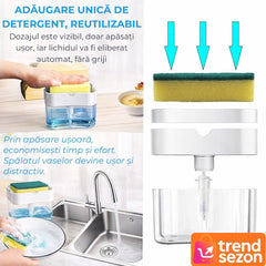 Dispenser Detergent cu Suport pentru Burete 380 ml — Economisește Detergent! 🧽✨